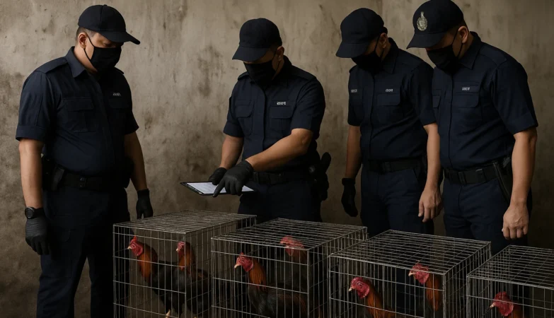 people and roosters